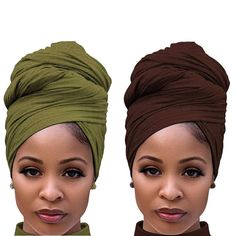 PRICES MAY VARY. Large Head Wrap：You will get 2 packs Classic African Head Wrap headband in different color. high quality multi function hair scarf.it can be used to wrap, turban, and scarf, wear your hair up with a cool, comfortable wrap that supports all unique hair styles. Length: 70 Inch. Width: 33.5 inch. Color: Army Coffee Stretchy and Elastic Material: Made of fabric, very soft and breathable. can be used long time. extra long and wide for full coverage. Various use method, can make diffe Jersey Hijab Scarfs, Black Hair Band, Jersey Turban, African Hair Wrap, Head Wraps For Women, Tie For Women, African Head Wraps, Head Wrap Scarf, Turban Headwrap