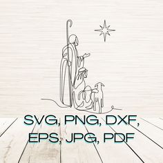 a nativity scene with the birth of jesus and baby jesus on wood flooring