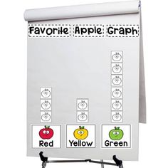 a white board with apples on it and the words'favorite apple graph'written below