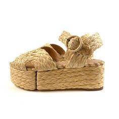 Natural Straw Platform Espadrilles, Natural Open Toe Platform Espadrilles, Natural Open Toe Platform Wedge Sandals, Natural Color Open Toe Platform Espadrilles, Chic Platform Slingback Sandals For Vacation, Beige Platform Slingback Sandals For Beach, Natural Ankle Strap Platform Sandals, Natural Color Platform Sandals With Ankle Strap, Chic Chunky Platform Sandals For Vacation