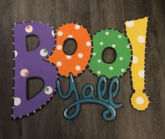 the word boy spelled out with polka dots and letters that spell it's name