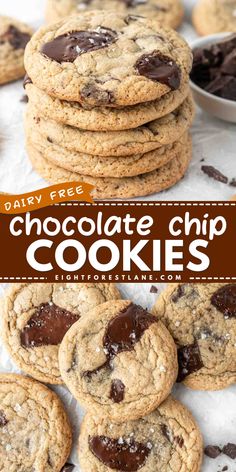 These dairy free chocolate chip cookies are soft and chewy with perfectly crisp edges. These are the ultimate classic choc chip cookie and you would never know that they are dairy-free! Made using simple ingredients and good quality dark chocolate, it is the perfect cookie recipe to make at home for everyone to enjoy. Dairy Free Cookie Recipe, The Perfect Cookie, Giant Chocolate Chip Cookie, Cookie Recipes Unique, Soft Chocolate Chip Cookies