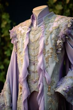 Wisteria inspired suit Fairytale Tuxedo, Royalty Core Outfits Men, Concept Dresses Fashion, Fairy Tale Outfits Men, Male Fairytale Outfit, Fairytale Suit, Fae Outfit Male, Fantasy Suits Male, Fantasy Fashion Male