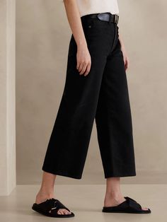 The Wide-Leg Crop Jean | Banana Republic Cropped Cotton Wide Leg Pants For Fall, Cropped Wide Leg Cotton Pants For Fall, Versatile Wide Leg Cropped Jeans With Relaxed Fit, Versatile Relaxed Fit Wide Leg Cropped Jeans, Versatile Cropped Jeans With Relaxed Fit, Versatile Relaxed Fit Cropped Jeans, Modern Cropped Bottoms With Relaxed Fit, Modern Relaxed Fit Cropped Jeans, Modern Wide Leg Cropped Jeans For Everyday