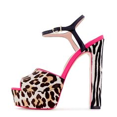 Step into wild sophistication with these women's leopard and zebra block heel platform sandals. Featuring an adjustable ankle strap design. The unique blend of patterns elevates any outfit, ensuring a fierce and stylish statement. Color: Multicolor Heel Type: Block heel Heel height: 5.9" / 150 mm approx Product measurements were taken using size 8. Please note that measurements may vary by size. Toe: Peep toe With platform Adjustable ankle strap design Handcrafted US sizing. Fits true to size. Sandals With Platform, Afternoon Tea Outfit, Tea Outfit, Block Heel Platform Sandals, Ankle Strap Block Heel, Womens Chunky Heels, Color Festival, Spot Lights, Killer Heels