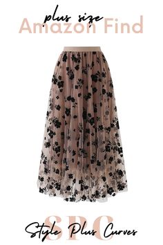 This plus size skirt from Amazon is so unique! It's Sheer Tulle with a Black Floral print that can become a staple in any plus size fall wardrobe! 🖤🌸 Plus Size Tulle Skirt, Plus Size Amazon, Plus Size Skirt, Plus Size Fall, Black Floral Print, Plus Size Skirts, Fashion And Style, Amazon Finds