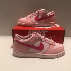 Triple Pink Nike Dunk Low Pre-School Sizes -100% Authentic -I Have Receipts To Prove All Purchases (No Receipts Do Not Come With Purchase) -No Trades Or Exchange -All Sales Final -Brand New Never Worn -I Am Not Responsible For Factory Defects Or Flaws Thanks For Checking Out The Geechie Collection!! Nike Skate Shoes With Round Toe For School, Pink High-top Skate Shoes For School, Pink Low-top Sneakers For School, Pink Velvet Nike Dunks, Nike Dunks Valentine, Pink Low-top Skate Shoes For School, Valentine’s Day Dunks, Nike Dunk Fuschia, Nike Dunk Low 520 Pack Pink