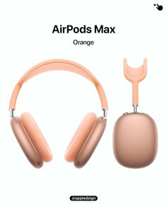 an orange headphone with earphones attached to it and the words airpods max