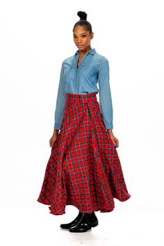 Florence Long Tartan Skirt | Scottish Kilt™ Highland Games Outfit Women, Long Tartan Skirt, Tartan Outfit, Tartan Fashion, Highland Games, Scottish Kilts, Tartan Skirt, Womens Closet, Gaming Clothes