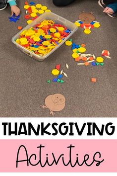 thanksgiving activities for kids to do on the floor with words that read,'thanks giving activities