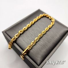 New 18k Saudi Gold Rope Bracelet 7.5 Inches Long. Weights 5.41g Real Gold And Not Gold Plated. If You Have Questions, Please Ask Before Placing The Order. All Sales Are Final. No Return. More Jewelries Is Available. Check My Other Listing. Bundle And Save! Thank You! Have A Wonderful Day! Gold Rope Bracelet, Future Jewelry, Saudi Gold, Real Gold, Womens Jewelry Bracelets, Rope Bracelet, The Order, Gold Plate, Plating