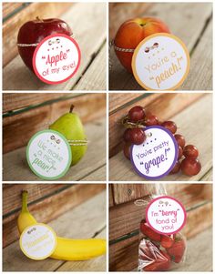 six different images of fruit with labels on them for some reason, i'm sorry to you