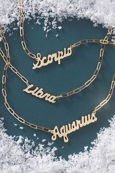 Zodiac Gold Necklace Anthropologie Necklace, Preppy Christmas, Initial Gifts, Zodiac Necklace, Nameplate Necklace, Zodiac Gifts, Zodiac Necklaces, Jewelry Photography, Personalized Initials