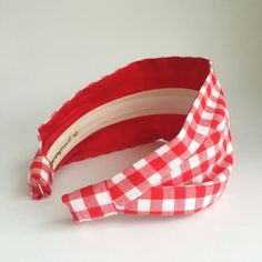 "Red white Women's Wide Fabric Headband . Gift for her . Headbands for women . Adult headband woman . Red gingham checker head band This wide fabric headband for women is just so cute with its Retro red and white check pattern. Perfect for summertime! It has retro rockabilly flair! * 100% cotton fabric. * structured no slip design. * Roughly 3 1/4\" wide tapering to behind the ears. Can be made narrower upon request. * Backed in 100% Kona cotton in red. * fabric is permanently attached to a 1\" Adjustable Cotton Sweatband Headband For Summer, Adjustable Red Headband For Spring, Adjustable Red Headband For Summer, Fabric Headbands, Kona Cotton, Red Gingham, Head Band, Headbands For Women, Red Fabric