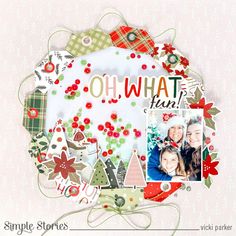 a scrapbook page with an image of two people and the words oh what fun?