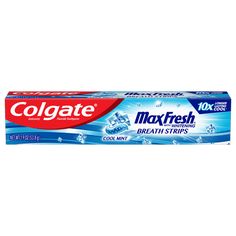 Take your oral care to the next level with Colgate MaxFresh Breath Strips Cool Mint Toothpaste. It is formulated to fight cavities by strengthening your enamel. Colgate MaxFresh toothpaste is designed to make your breath smell fresh for hours after using. It is also designed to whiten your teeth as it works to remove surface stains. This 1.9-oz Colgate toothpaste works well in combination with your favorite mouthwash for an optimum clean. Use it to help achieve a more radiant smile. Size: 1.9 oz Toothpaste Travel Size, Travel Size Toothpaste, Mint Toothpaste, Colgate Toothpaste, Whiten Your Teeth, Whitening Toothpaste, Sodium Lauryl Sulfate, Medical Help, Smell Fresh