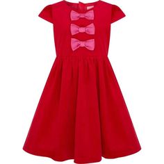 New! The luxurious Joy Velvet and Satin Girls Party Dress in red featuring pretty pink satin bow details on the bodice makes the perfect stand out look for your little princess at special occasions, parties, Christmas and Holiday season family gatherings. An original British classic designed exclusively by Holly Hastie, perfect for every occasion whether it be a celebration or everyday dressing. Fully lined in a silky fabric for comfort, a zip back fastening and cap sleeve. | Holly Hastie | Joy Party Dress Red, Exclusive Dress, Silky Fabric, Girls Party Dress, Satin Bow, Girls Party, Pink Satin, Family Gatherings, Dress Red