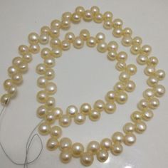 16 inches 6-7mm Natural Light Cream Side Drilled Button Pearl Loose Strand For Necklace Loose Pearls, Pearl Cream, Light Cream, Natural Light, Light Pink, Cream