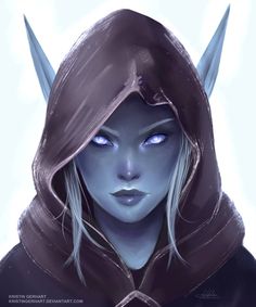 an image of a woman with blue eyes and horns on her head wearing a hoodie