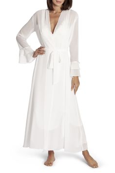 In Bloom By Jonquil, Sheer Robe, Sheer Chiffon, Ruffled Sleeves, Dillard's, In Bloom, Chiffon Fabric, Tie Belt, Wrap Dress