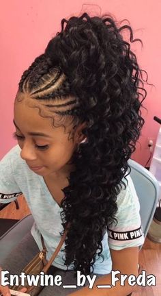 High Curly Ponytail, Front Braids, Curly Ponytail, Braided Ponytail Hairstyles, Penteado Cabelo Curto, Cornrow, Cornrow Hairstyles