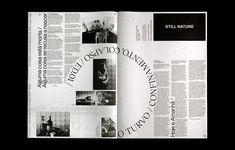 an open magazine with black and white photos