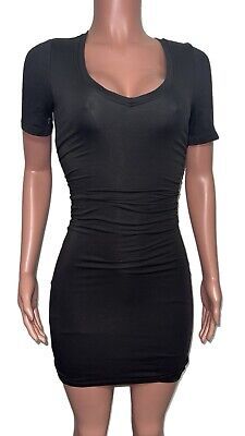 ATM Black XS Ruched Lined Bodycon Mini V-neck Dress Nwts Clubwear Casual Chic  | eBay Casual Black V-neck Bodycon Dress, Fitted Ruched Knee-length V-neck Dress, Black V-neck Bodycon Dress, Spring V-neck Ruched Bodycon Dress, Fitted Solid V-neck Dress For Party, Casual Bodycon V-neck Dress, Short Sleeve Stretch Bodycon Dress, Casual Fitted Scoop Neck Bodycon Dress, Solid V-neck Stretch Bodycon Dress