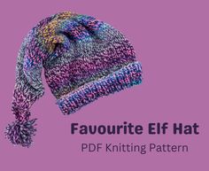 a knitted hat with the text favorite ef hat knitting pattern on it