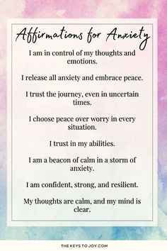 an affirmation poem with the words, i am in control of my thoughts and emotions