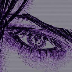 an eye with long eyelashes is shown in purple