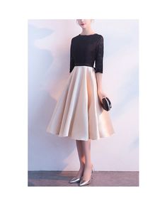 Get 10% off now! Buy elegant champagne with black semi party dress with lace sleeves at cheap price online. Free stable shipping and pro custom service since 2009. Evening Lace Dress For Party Season, Elegant Black Lace Party Dress, Beige Lace Patchwork Party Dress, Elegant Beige Lace Dress For Party, Elegant Beige Lace Party Dress, Elegant Black Evening Dress With Lace Patchwork, Beige Elegant Lace Party Dress, A-line Lace Dress With Lace Sleeves For Party, Chic Beige Lace Party Dress