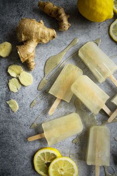 lemon and ginger popsicles on a table