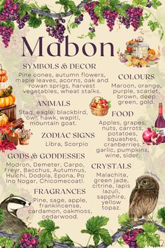 a poster with many different types of fruits and vegetables on it, including grapes, apples,