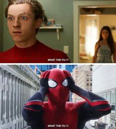 spider - man and the amazing spider - man are both looking at each other in different ways