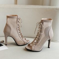 High Heels Dance Style, Apricot Heels, Heels Plus Size, Mesh Boots, Plus Size Shoes, Women Dance, Ballroom Shoes, Dance Boots, Latin Shoes