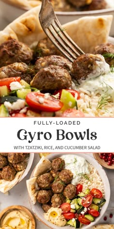 an image of gyro bowls with meat and vegetables