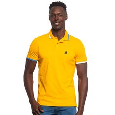 Monaco FROG Slim Fit Polo - Yellow Knit Polos Eight-X Yellow Polo Shirt For Spring, Yellow Spring Polo Shirt, Spring Yellow Polo Shirt, Classic Yellow Polo Shirt For Spring, Fitted Yellow Polo Shirt For Spring, Classic Fitted Yellow Polo Shirt, Fitted Yellow Classic Polo Shirt, Embroidered Frog, Frog Embroidery