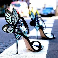 Butterfly Wings, Butterflies, High Heels, Road, Sandals, Heels