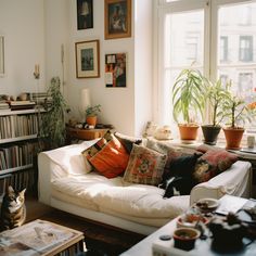 a living room filled with furniture and lots of books