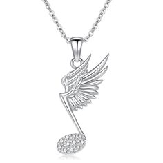 PRICES MAY VARY. ♪Design Inspiration♪ Wings are a symbol of angels, symbolizing freedom and strength. The combination of angel wings and music notes symbolizes the personal pursuit of beautiful music dreams. This music note necklace is specially designed for music lovers. ♪Music Gifts for Women♪ Our angel wings jewelry can be worn with any outfit, for any occasion, or for everyday wear. Gift box packaging, suitable for giving to music teachers, students, musicians, mother, friends, wife or other Music Note Jewelry, Wings Jewelry, Angel Wings Pendant, Music Note Necklace, Music Necklace, Angel Wings Jewelry, Wings Pendant, Silver Angel Wings, Music Teachers