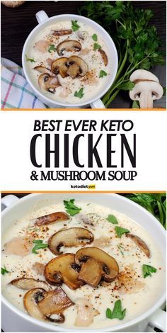 the best ever keto chicken and mushroom soup