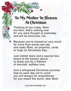 a poem written to mother in heaven about christmas