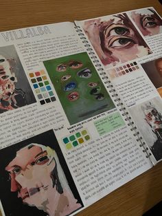 an open book with pictures of eyes and other things on the page that are in it