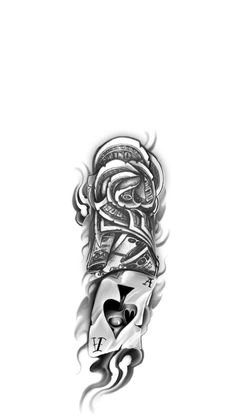 a black and white photo of a tattoo design