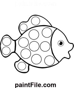 a black and white image of a fish with polka dots on it's body