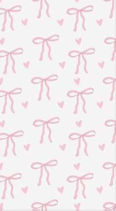 pink bows and hearts on a white background