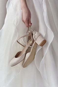 Summer Wedding Shoes With 4-inch Heel And Ankle Strap, Suede High Heels For Wedding, Suede Ankle Strap Heels For Wedding, Wedding Shoes With Wrapped Heel And Almond Toe, Beige Wedding Shoes With Low Heel And Heel Strap, Beige Low Heel Wedding Shoes With Heel Strap, Beige Low Heel Sandals For Wedding, Beige Low Heel Wedding Sandals, Cream Block Heel Wedding Sandals