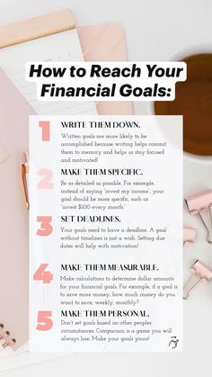 a note with the words how to reach your financial goals