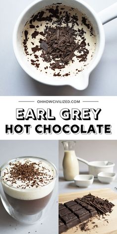 the ingredients for an easy chocolate dessert are shown in this collage with text overlay