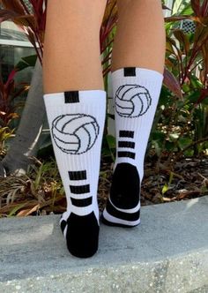 Our Best Selling VidaVibe Volleyball Sock - but in white! Volleyball White & Black Crew Socks Jump for joy! Make sure your outfit is complete with these socks! Show off your spiking volleyball skills while at the same time showing off your style. Take your game to the next level and look great doing it! The score of the Day: Any 2 Socks for $10 Each (Automatically discounted in the cart, no promotional code needed). Socks are crew length (hit mid-calf). One size fits most! Volleyball Needs Products, Anything But Knee Pads Volleyball, Kneepads Volleyball, Volleyball Socks, Knee Pads Volleyball Black, Volleyball Gear, Volleyball Skills, Volleyball Games, Hot Gifts